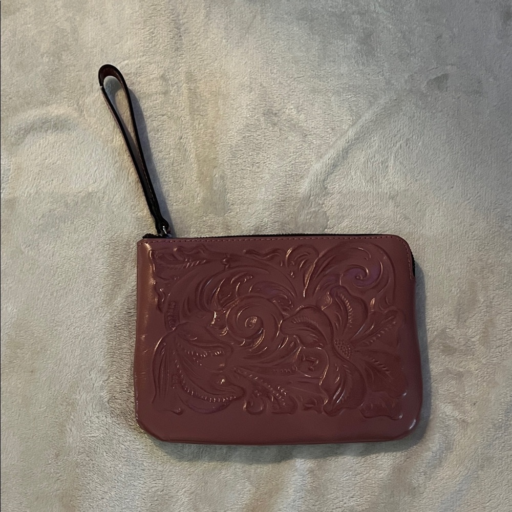 Patricia Nash Embossed Pink Wristlet Clutch